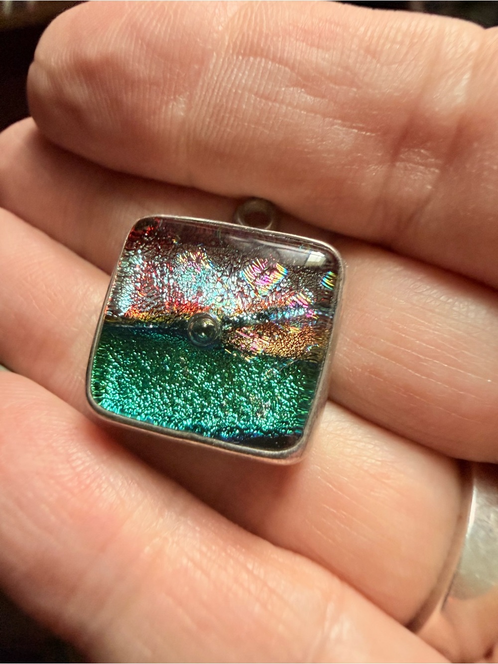 Handmade Sterling Silver Dichroic Glass Pendant | Artisan Fused Glass